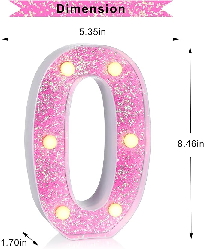 Foaky Pink Light up Letters，Pink Party Decorations,Girls Room Decor,Glitter Marquee Numbers,Alphabet Letter Sign for Night Light Birthday Party Girls Gifts, Home Bar Decoration (0)-NeatNest