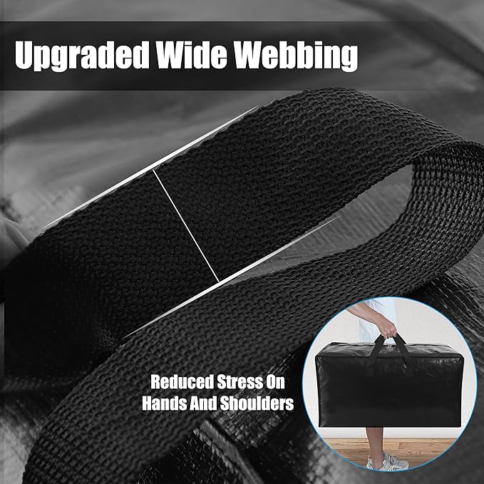 Cosy Family 8 Pack Heavy Duty Extra Large Moving Bags with Backpack Straps - Strong Handles & Zippers, Storage Totes For Space Saving, Fold Flat, Alternative to Moving Box (Set of 8, Black)-NeatNest