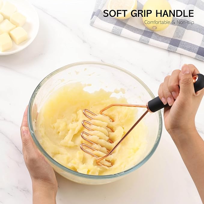 COOK WITH COLOR Kitchen Gadget Set Copper Plated Stainless Steel Utensils with Soft Touch Handles, Copper Black, 10 Pieces-NeatNest