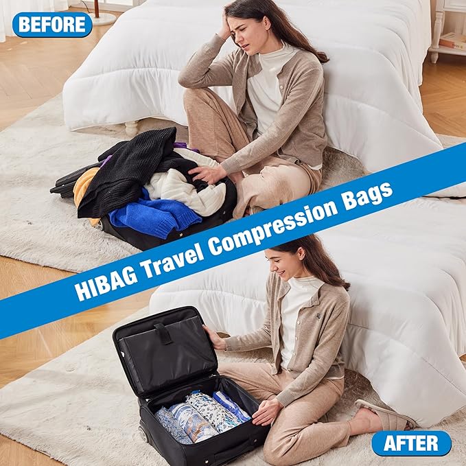 HIBAG Vacuum Storage Bags, 30-Pack Space Saver Vacuum Storage Bags, Vacuum Seal Bags for Clothing, Clothes, Comforters and Blankets (30C)-NeatNest