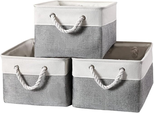 combocube 15.7 x 11.8 x 8.2 Inch Fabric Storage Bins for Shelves, Linen Storage Organizer Storage Basket with Ropes for Laundry, Home, Closet, Office, Clothes, Toys Organizer-NeatNest