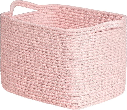 INDRESSME Pink Storage Basket, Multipurpose Organizer for Nursery, Toys, Laundry & Blankets | Square Home Decor Basket with Handles, 13" x 10" x 9"