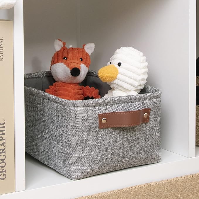 DULLEMELO Small Collapsible Fabric Basket for Organizing, Shelves, Closets, Laundry, Nursery, Decorative Gift Basket (Gray)-NeatNest