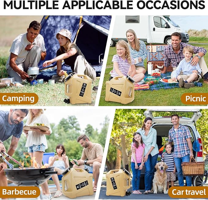 Camping Water Jug - 3.2 Gallan Water Container with Spigot | Portable Water Tank for Outdoor Hiking Picnic Supplies - Sand-NeatNest