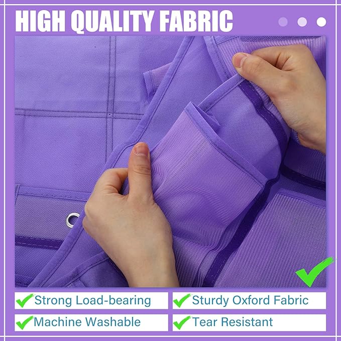 Windyun 40 Large over the Door Hanging Shoe Organizer Purple Mesh Pockets Shoe Rack for Closet Behind Door Hanger Storage Holder Nonslip for Cruise Essentials, Dorm Room Storage, Utility Room-NeatNest