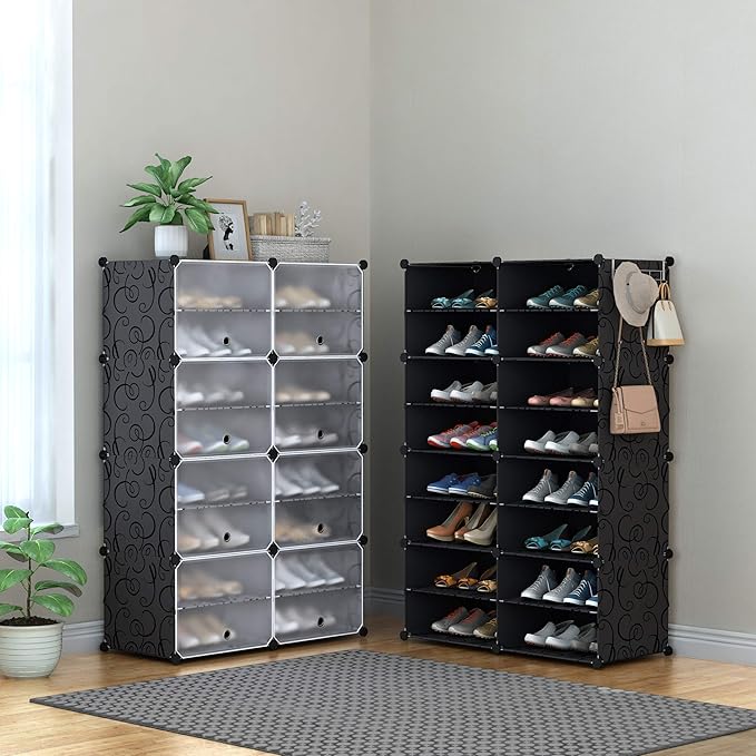 HOMIDEC Shoe Rack, 8 Tier Shoe Storage Cabinet 32 Pair Plastic Shoe Shelves Organizer for Closet Hallway Bedroom Entryway-NeatNest