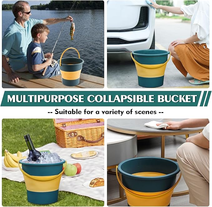 Collapsible Bucket 1.3 Gallon/5L Small Plastic Buckets Household Cleaning Mop Buckets Foldable Water Bucket for Car Wash Fishing Camping Beach (Blue)-NeatNest