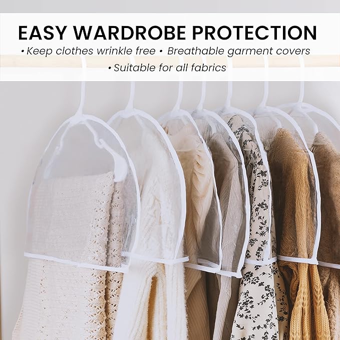 Handy Laundry Clear Vinyl Shoulder Covers - Set of 16 - Garment Protectors Keep your Suits, Dresses, Blouses, & Dust Free - Protect and Store your Clothing while they're In and Out of Season-NeatNest