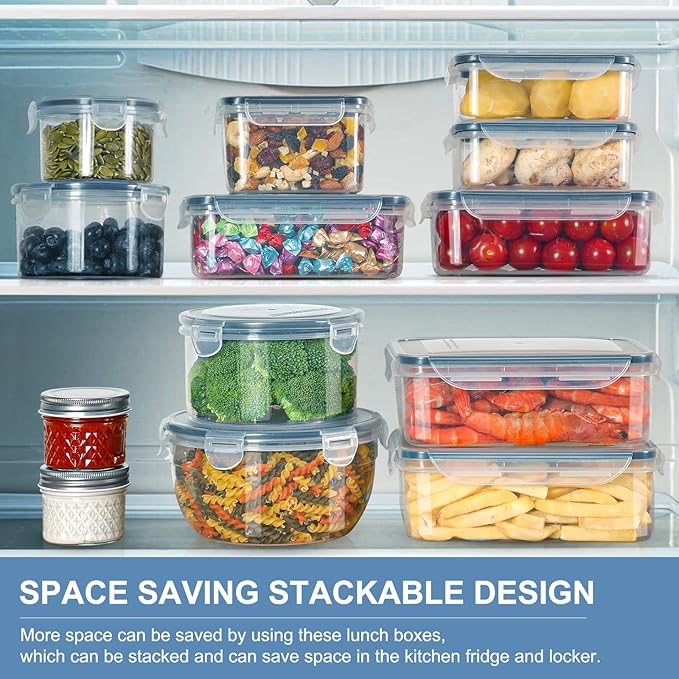 28 Pieces Food Storage Containers with Lids EXTRA LARGE Freezer Containers for Food BPA-Free Meat Fruit Vegetables Plastic Containers with lids Storage Airtight Leak-Proof Food Boxes for Kitchen-NeatNest