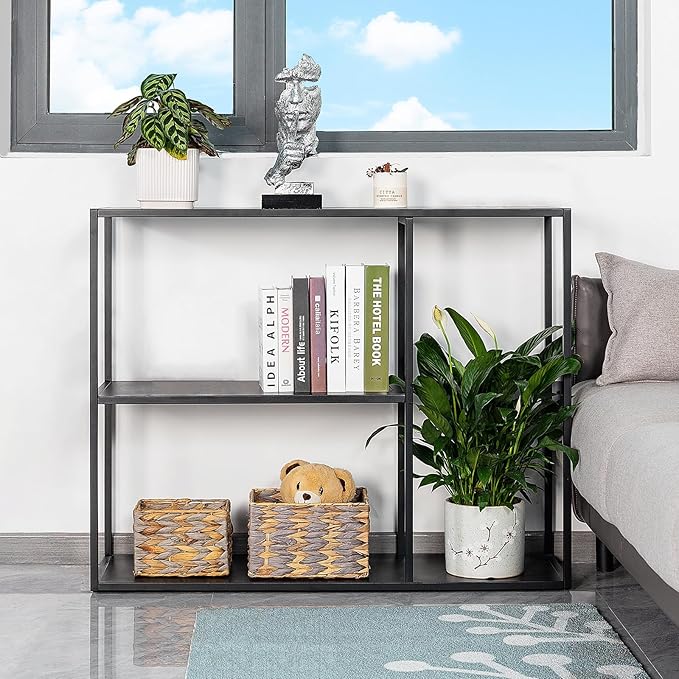 HDANI Console Table, Narrow Entryway Table, 3 Tier Metal Hallway Table, 9.8''Dx31.5''Wx29.7''H(Black)-NeatNest