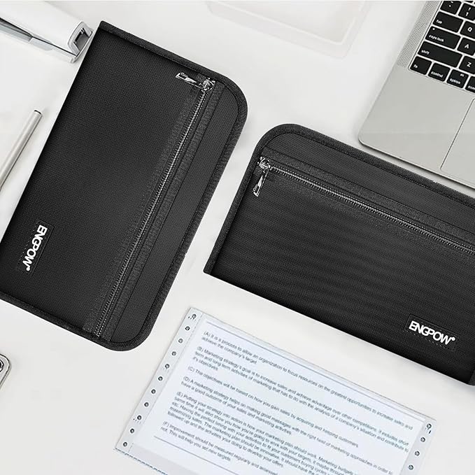 ENGPOW Receipt Coupon Organizer,Fireproof 13 Pockets Expanding File Folder Small Accordian File Organizer,Portable Filing Wallet Holder with Zipper & Labels for A5 Size Files and More(11.4" x 6.7")