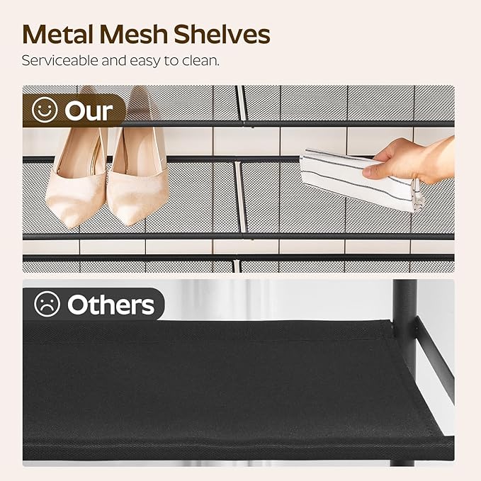 5 Tier Shoe Rack, Large Capacity Shoe Storage Organizer, Metal Shoe Shelf with Drawer and Wooden Top, for 20 Pairs of Shoes, for Entryway, Closet, Charcoal and Black SS25BCY1-NeatNest