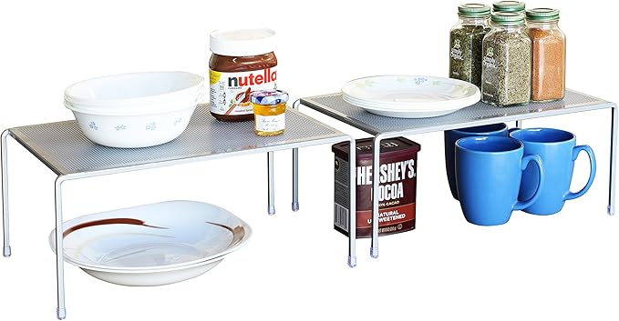 Deco Brothers Expandable Cabinet Shelf Organizer for Kitchen Cabinet and Counter, Grey-NeatNest