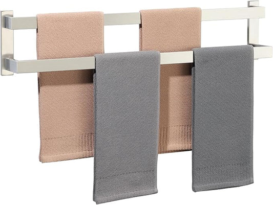Alise Bath Double Towel Bars,Black Towel Holder Towel Racks for Bathroom Lavatory,Wall Mount Towel Hanger SUS304 Stainless Steel Towel Rail,GOY2700-LS Brushed Nickel 28 Inch