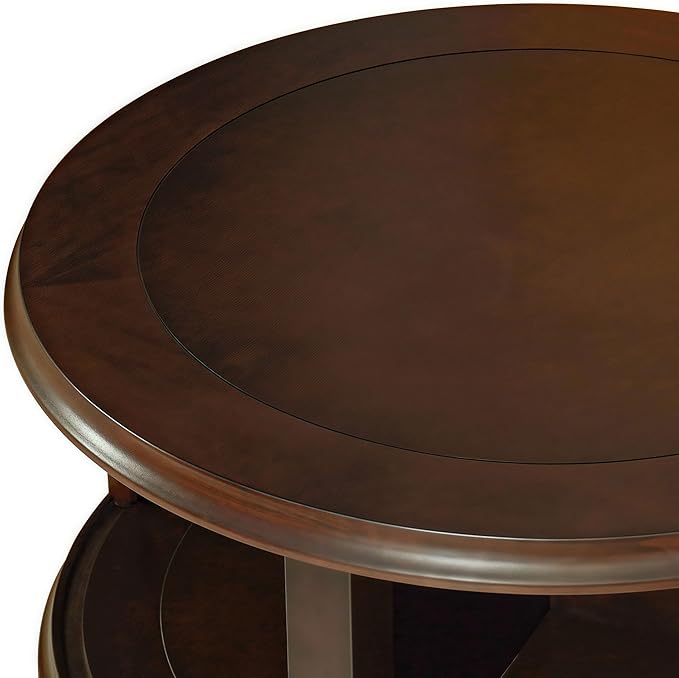 31.5'' Nesting Coffee Table Set of 2 and End Table, Solid Wood Round Nesting Coffee Table Fluted with Storage, Brown Modern Coffee Table Set for Living Room Office