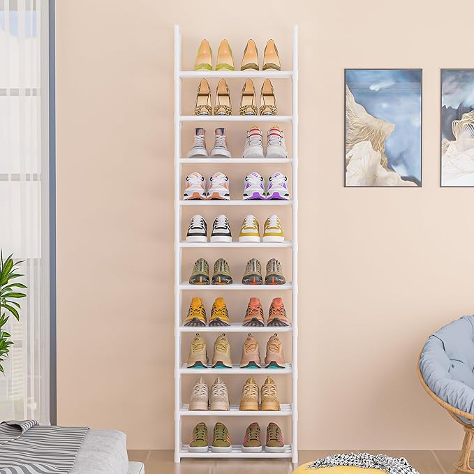 Shoe Rack Tall, Sturdy Metal Shoe Rack Organizer,Narrow Shoe Racks for Closets,Shoe Stand Shelf-NeatNest
