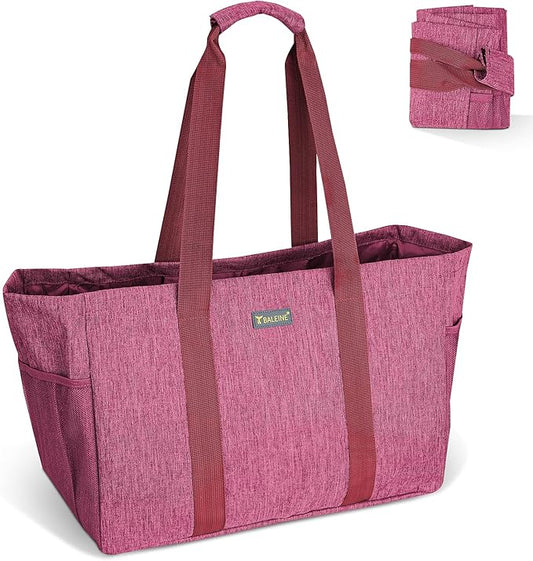 BALEINE Soft 9 Gallon Extra Large Utility Tote, Foldable Reusable Storage Bag (Berry Pink)-NeatNest