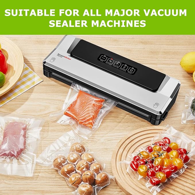 Bonsenkitchen Vacuum Sealer Bags, 50 Quart 8" x 12" Precut Food Sealer Bags, Commercial Grade, BPA Free, Heavy Duty, Customized Size Vacuum Bags for Vac Storage, Meal Prep or Sous Vide Cooking, VB12-NeatNest