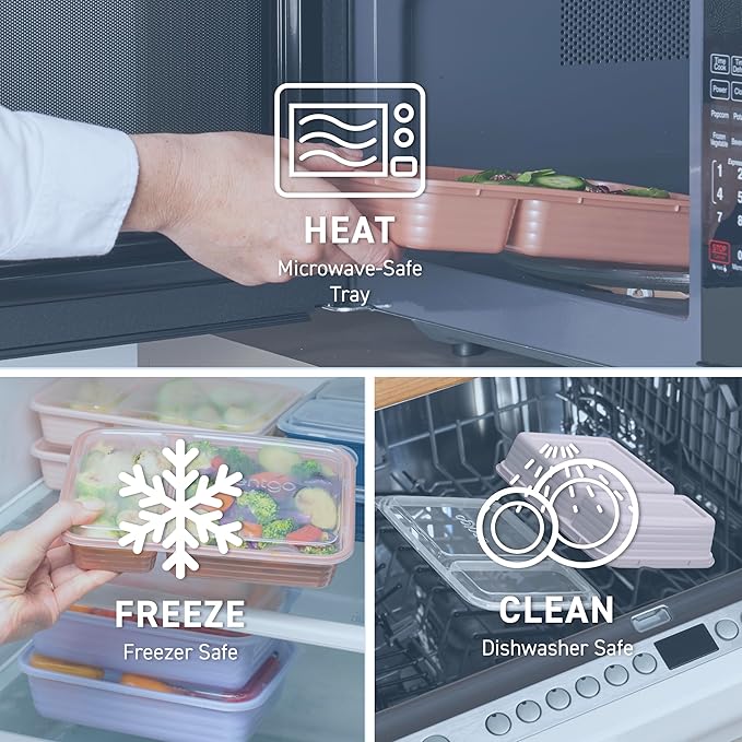 Bentgo 20-Piece Lightweight, Durable, Reusable BPA-Free 2-Compartment Containers - Microwave, Freezer, Dishwasher Safe - Periwinkle-NeatNest