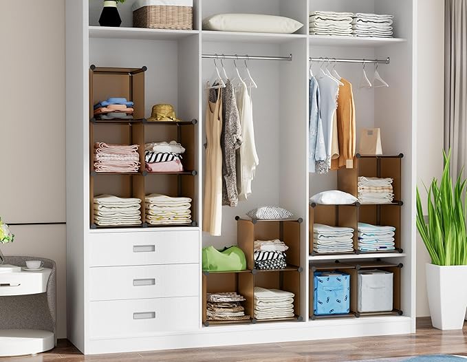 6-Cube Storage Organizer, Closet Organizer Storage Shelf Bookcase Bookshelf with Metal Hammer, Storage Cubes Organizer Cabinet for Kids, Closet, Bedroom, Bathroom, (11.8x11.8x11.8 inch)-NeatNest