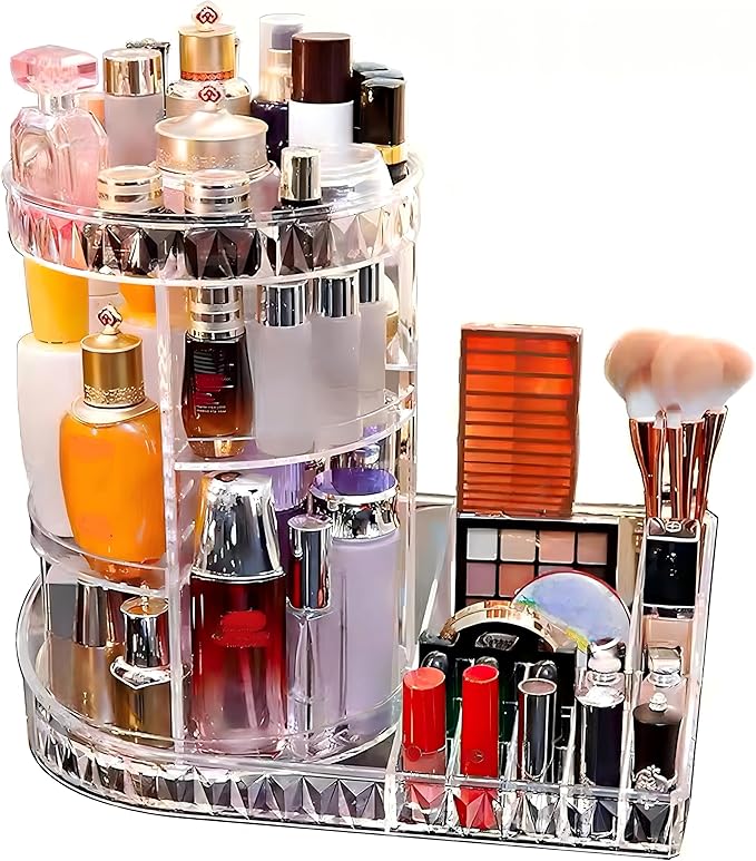 Large Capacity Rotating Acrylic 360 Degree Makeup Organizer 5 Layers Adjustable Cosmetic Storage Standr Best for Perfume Skincare Jewelry Display Dresser-NeatNest