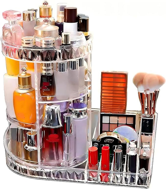 Large Capacity Rotating Acrylic 360 Degree Makeup Organizer 5 Layers Adjustable Cosmetic Storage Standr Best for Perfume Skincare Jewelry Display Dresser-NeatNest