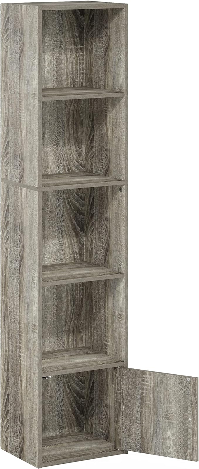 Furinno Luder Shelf Bookcase with 1 Door Storage Cabinet, French Oak-NeatNest