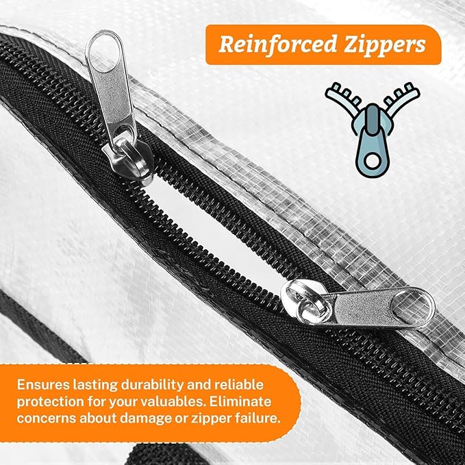 BlissTotes 4 Pack Clear Clothes Storage Bags, Under Bed Storage Containers, Foldable Blanket Storage Moving Bags with Sturdy Zipper and Handle for Clothing, Comforter, Bedding, Sheet (40L)-NeatNest