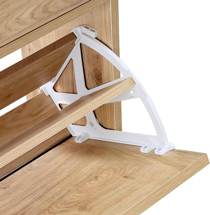 XIAO WEI Shoe Cabinet, Shoe Storage Organizer Cabinet with 2 Flip Half Moon Line Doors, Freestanding Shoe Rack with Adjustable Shelf for Entryway（Oak）-NeatNest