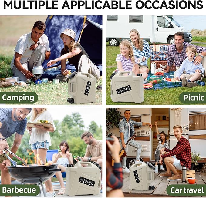 Camping Water Container - 3.2 Gallan Water Jug with Spigot | Portable Water Tank for Outdoor Hiking Picnic Supplies-Grey-NeatNest