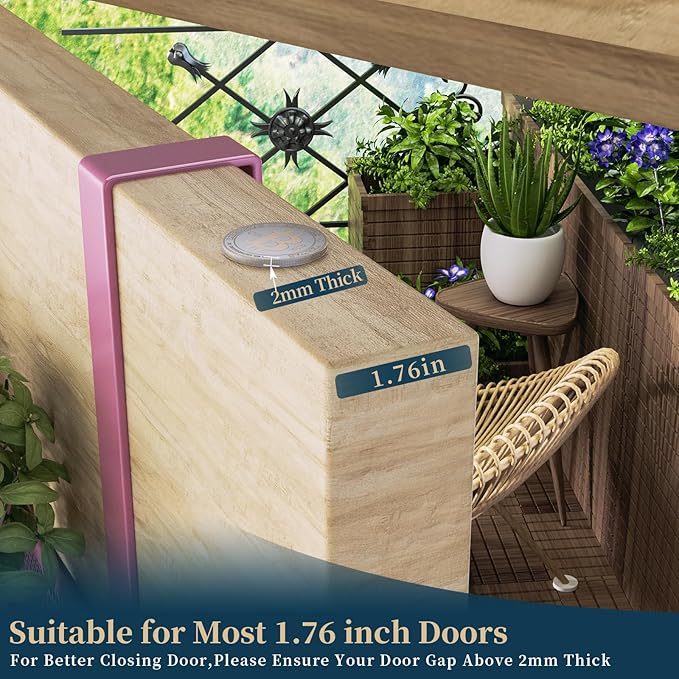 Consumest Over The Door Hooks Organizer - Extra Long Door Hanger with 9 Coat Hooks & 2 Mesh Basket, Back Storage Organizer Hanging Towels for Bathroom, Bedroom - Pink (for 1.76 in Doors)