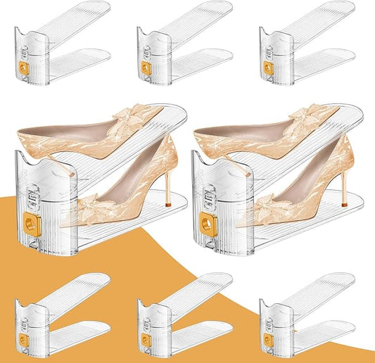 Shoe Slots Organizer for Closet, Shoe Stacker Organizer Double Layer Stack Shoe Rack, Shoe Display Shelf 50% Space Saver Storage Holder for Closet, 8 PACK-NeatNest