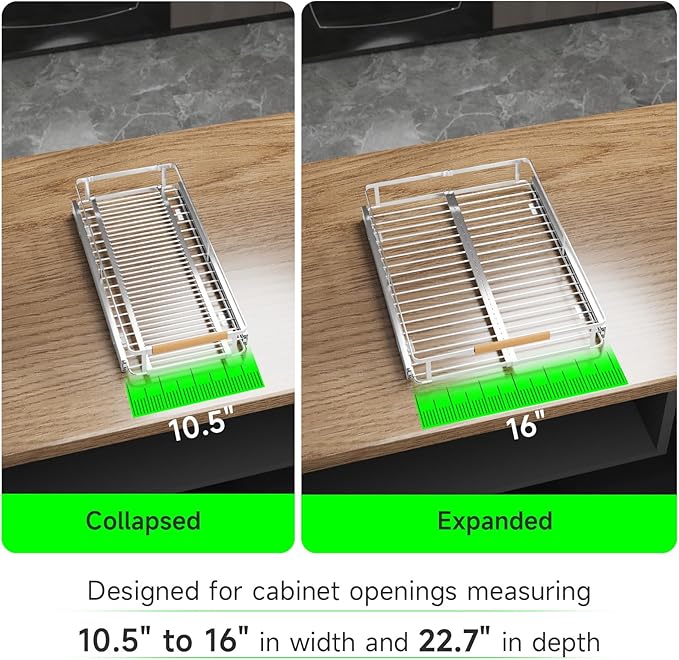 Expandable Pull Out Drawers for Cabinets, Kitchen Cabinet Slide Out Shelves, Adjustable Roll Out Drawers, Small 1 Pack-NeatNest