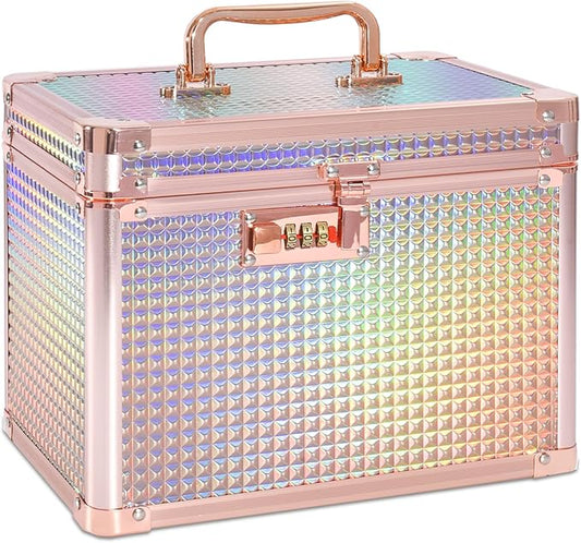 Medication Combination Lock Boxes with Code for Personal Items, Medicine Lockbox for Documents 10 x 7.25 x 7.75 Inches Rose Gold