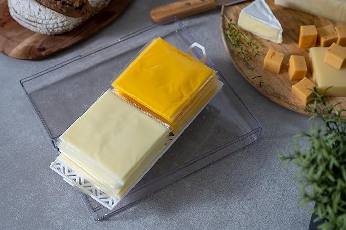 Cheese Keeper | Storage Container for Fridge | Food Box with Hinged Lid and Removable Tray | Sliced Cheese Organizer | Made in USA-NeatNest