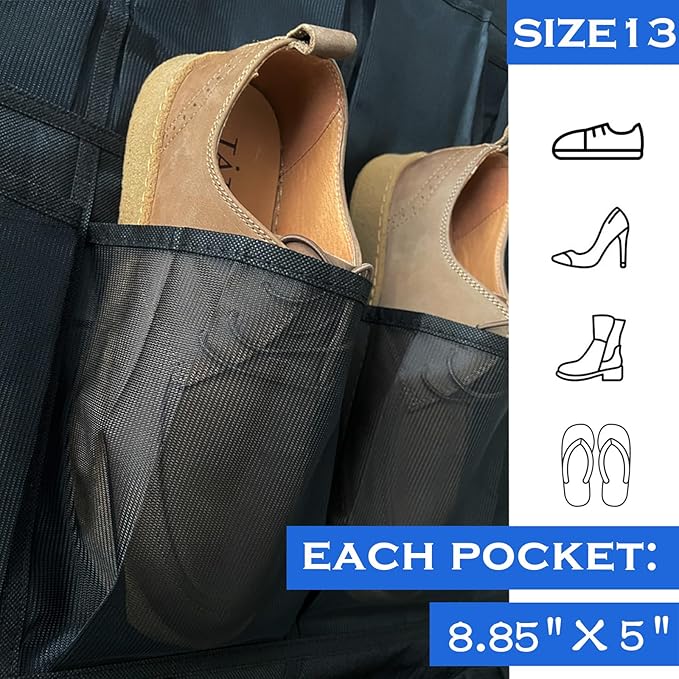 35 Pocket Over The Door Shoe Organizer, Door Hanging Storage Shoe Holder Rack for Large Capacity Shoe Organizer for Men and Women Kids Closet Bedroom Bathroom (Black)-NeatNest