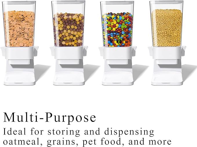 Cereal Dispenser Countertop, 5L Cereal Containers Storage Dispenser for Pantry, Large Dry Food Cereal Dispenser, Not Easy to Crush Cereal, Can Hold Oatmeal, Snack, Grain, Pet Food (White, 2Pc)-NeatNest