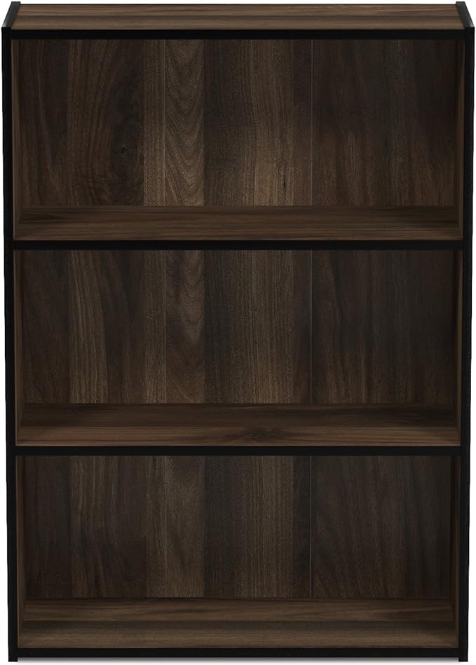 Furinno Pasir 3-Tier Open Shelf Bookcase, Columbia Walnut