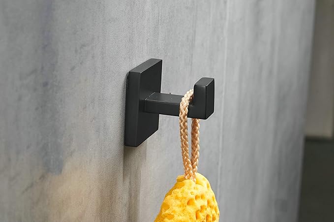 4 Pack Matte Black Robe Hook Wall-Mounted Towel Hook Coat Hanger for Bathroom Bedroom Kitchen