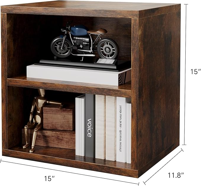 FUSUNBAO Magic DIY Storage Organizer - Stackable Cubes for Home Books, Clothes, Toys-Modular Cubby Storage System-Office Cubical-Bookcase Closet (Antique Brown, 1 Layer Cube)-NeatNest
