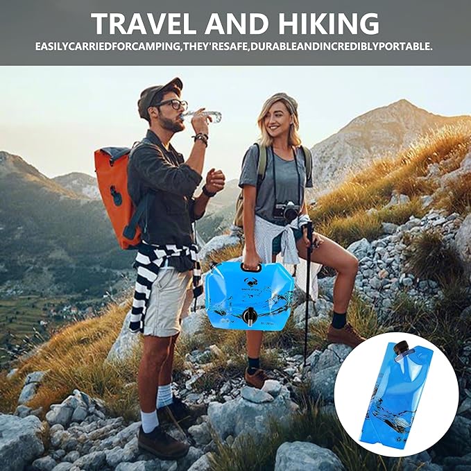 Collapsible 8L Water Storage Bag, BPA-Free Portable Folding Water Jug with Adjustable Faucet, Leakproof Emergency Water Bag for Camping, Hiking, Riding, Outdoor Sport (Blue, 1)-NeatNest