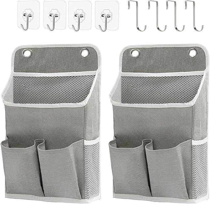 Hanging Basket for Organizing, Wall Organizer with Pockets and Over The Door Organizer，Can for Home, Closet, Office and Camper (2 Grey)-NeatNest