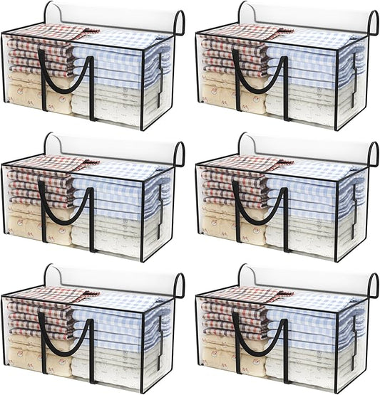 97L moving bags heavy duty,6 pack extra large moving bags with zippers，moving totes with lids heavy duty，storage containers with lids，large storage bags，moving storage bags，clear storage bag