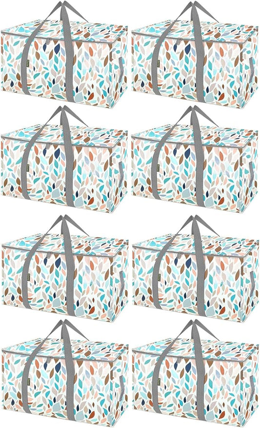 BALEINE 8-Pack Oversized Moving Bags with Reinforced Handles, Heavy-Duty Storage Tote for Clothes, Moving Supplies (Mosaic, 8-Pack)-NeatNest