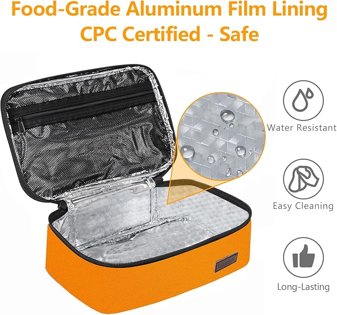 Gloppie Mini Lunch Box Small Lunch Bag for Children Insulated Lunch Bag for Kids, CPC Certified | Child-Safe Materials, Thermal LunchBox Reusable Sandwich Bags Snack Box, Orange-NeatNest