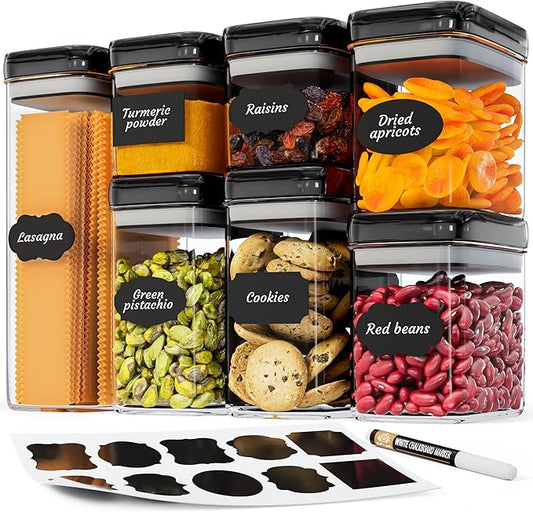 Chef's Path Airtight Food Storage Containers Set for Home Organization - 7 Piece Largest Flip Lock Set w/more Capacity - BPA Free Plastic Dry Food Storage Containers with Lids-NeatNest