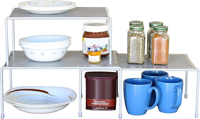 Deco Brothers Expandable Cabinet Shelf Organizer for Kitchen Cabinet and Counter, Grey-NeatNest