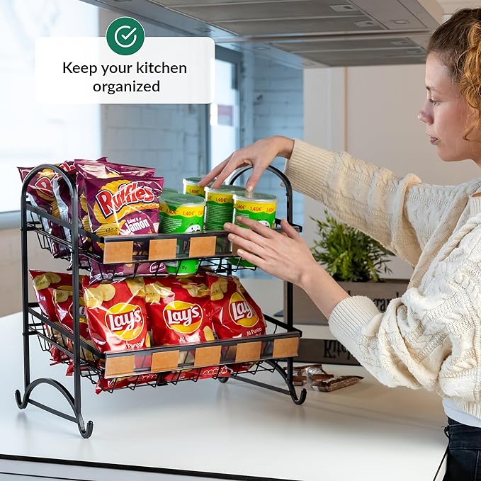 Candy Display Rack | Stackable Candy Organizer | Snack Organizer For Countertop | Snack Shelf And Chip Rack For Stores | Snack Display For Counter | Snack Stand For Office 2-Pack-NeatNest
