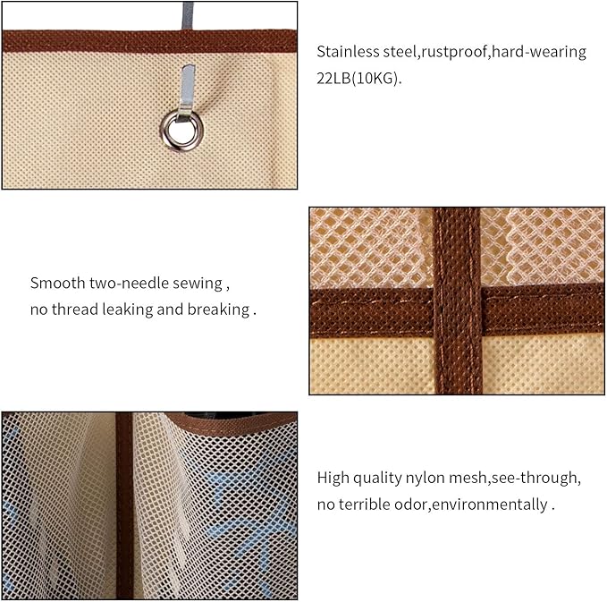 KEEPJOY Over The Door Shoe Organizer,Hanging Shoe Organizer 12 Mesh Pockets Shoe Organizer for Closet,Works Well for Men and Woman Kids Shoes Storage, 57.5×12.6inch(Beige)-NeatNest