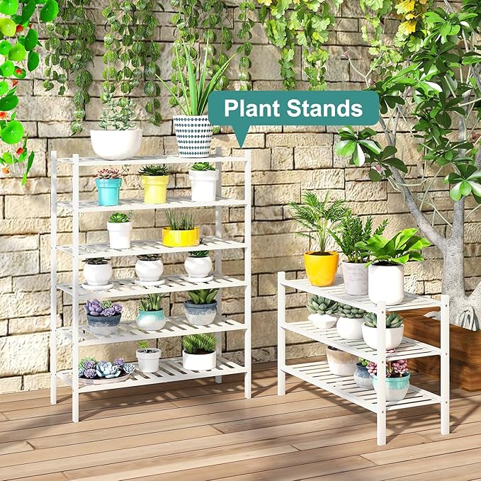 White Shoe Rack, 3-Tier Bamboo Wood Shoe Rack for Closet, Entryway & Hallway, and Stackable Shoe Shelf Storage Organizer for Indoor and Outdoor-NeatNest